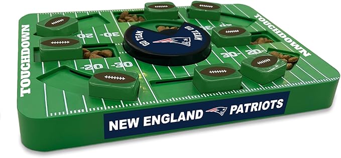 Pets First NFL New England Patriots Large Puzzle Toy - Interactive Dog Slow Feeding Puzzle Treat Toy