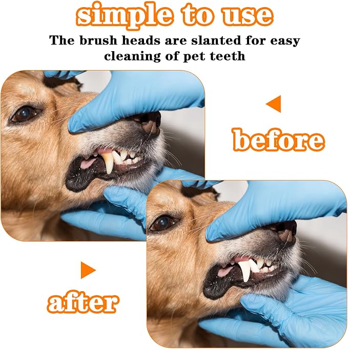 300Pcs Dog Toothbrushes Bulk Dual Headed Dog Teeth Long Handle Plastic Brush Tooth Brush for Large Small Dogs Cats Puppy Teeth Cleaning Dental Care Supplies 10 Colors+