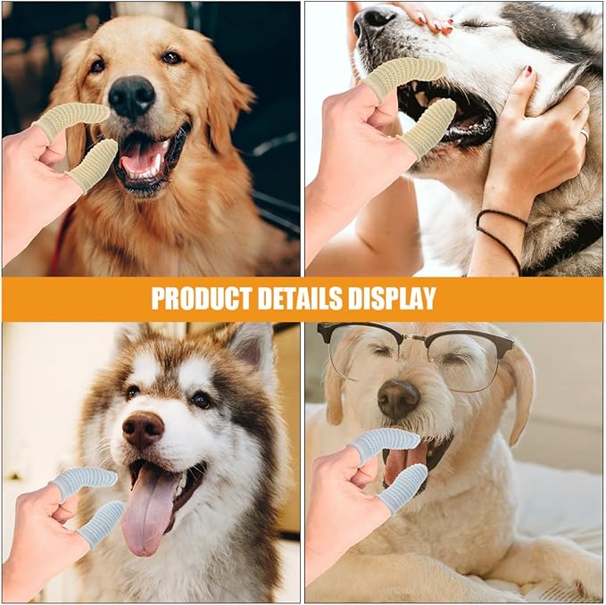 Luxshiny 12pcs Dog Finger Toothbrush for Large and Small Dogs, Soft Silicone Material, Yellow and Sky Blue, Dental Cleaning for Pet Oral Care