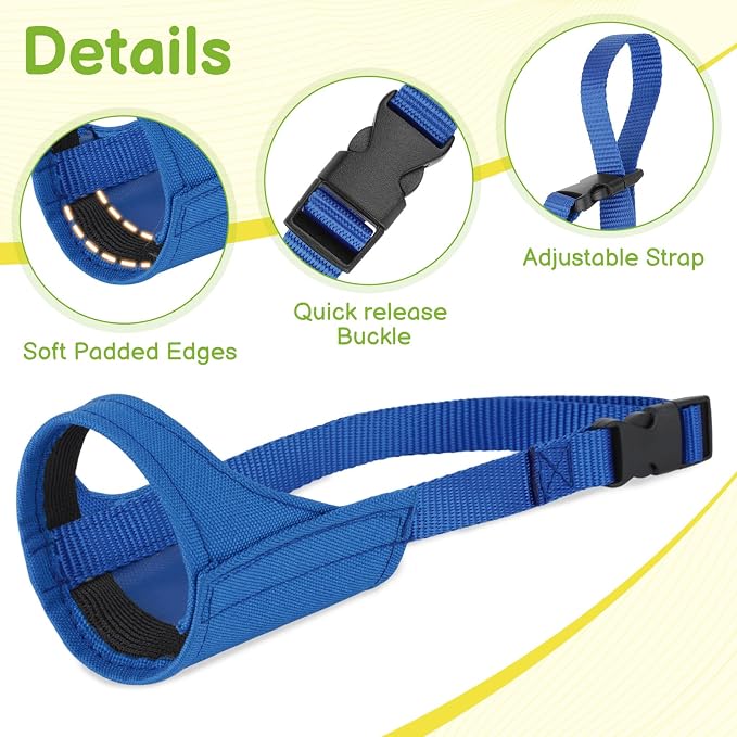 Fabric Short Snout Dog Muzzle for Small Dogs Anti Fierce Biting | Fits Chihuahua Shih Tzu Pomeranian Yorkshire Brachycephalic Dogs, Grooming Vet Visits Use, Allow to Drink, Soft | Blue, XXS