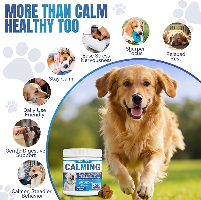 Dog Calming Chews- Sleep Aid Melatonin for Dogs Anxiety Stress Relief Noise, 200-Pack, Small