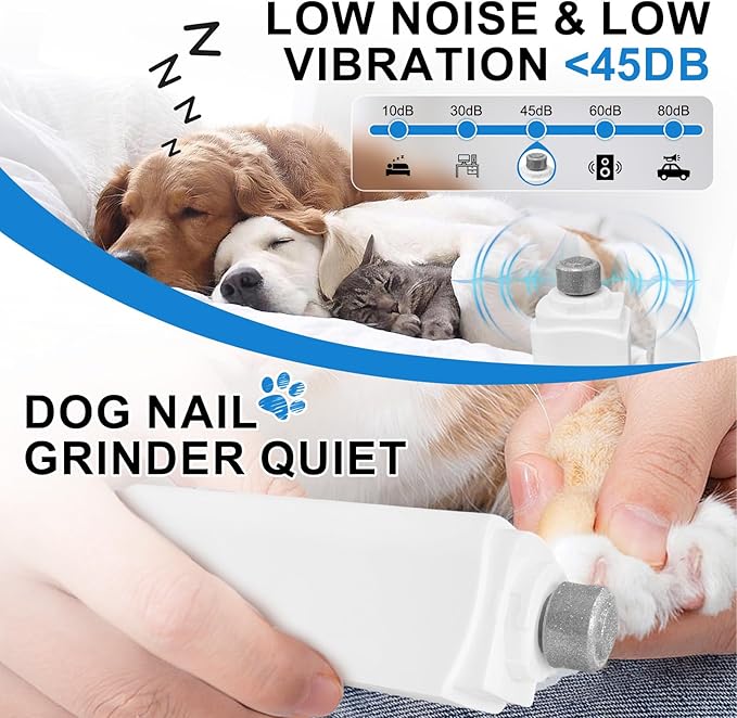 2-in-1 Dog Nail Clippers & Grinder, 3 Speeds - White
