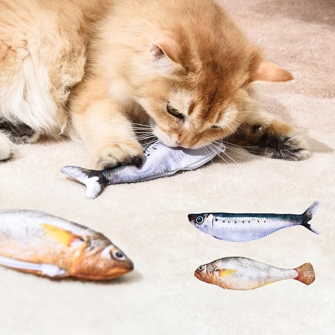 2 Pack Floppy Fish Cat Toys with Catnip, Rechargeable Flopping Fish Toy | Interactive Cat Fish Toys with Realistic Flopping Motion, Soft Plush Design for Indoor Cats, Kittens and Adult Cats