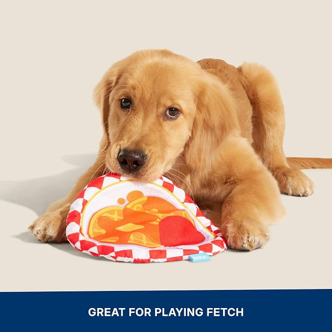 BarkBox Chicky and Woofles to Go Flying Disc Dog Toy - for Dogs | Fluff-Free Crinkle Disc with T-Shirt Rope Edge | Durable Fetch & Tug Toy & Puppies