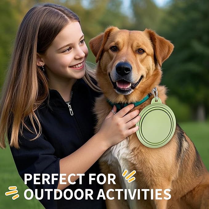 Collapsible Dog Bowls, 2 Pack, Macaron Yellow & Green