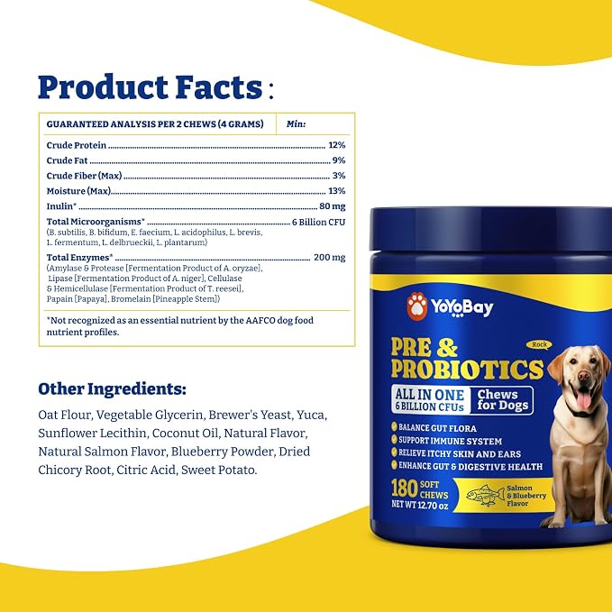 Probiotics for Dogs, Dog Gut, Immune & Skin Health Support Supplement