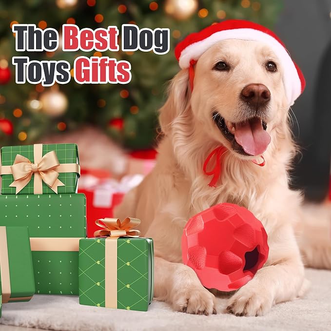 Rubber Treat Dispensing Dog Toys for Aggressive Chewers Large Breed | Dog Treat Ball for Dogs, Balls for Dogs, Interactive Dogs Toys for Boredom to Keep Them Busy, Treat Toy Ball