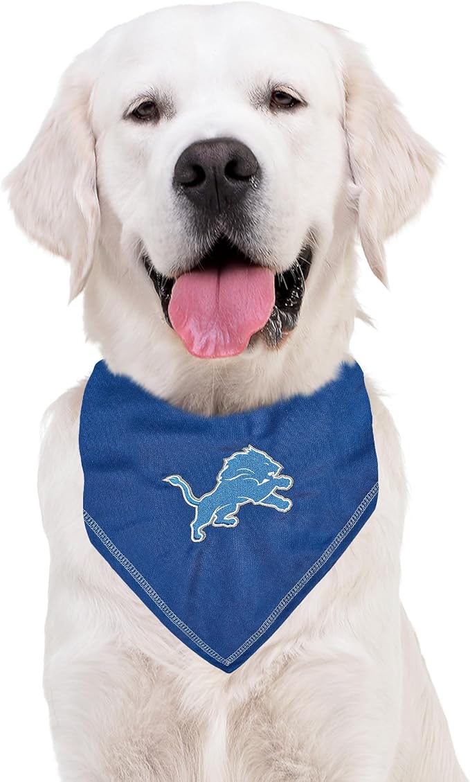 Pets First NFL Detroit Lions TIE Bandana, Large/X-Large. Dog Bandana Scarf Bib for Pet Cat Dog. The Ultimate Game-Day, Party Bandana