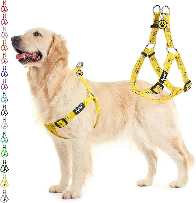 PUPTECK No Pull Dog Harness Large Sized Step-in Adjustable Puppy Vest | Soft Webbing Basic Halter with ID Tag for Outdoor Walking