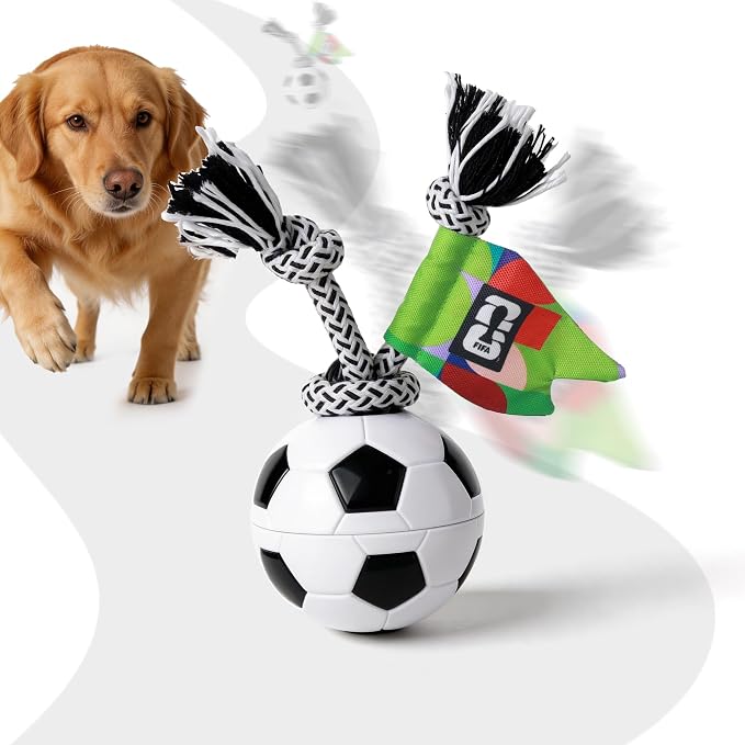 Official FIFA World Cup 2026 Edition - Interactive Dog Toys, Smart Dog Ball with Durable Rope, Automatic Moving and Rolling Ball Toys for Small Medium Large Dogs, Motion-Activated and USB Rechargeable