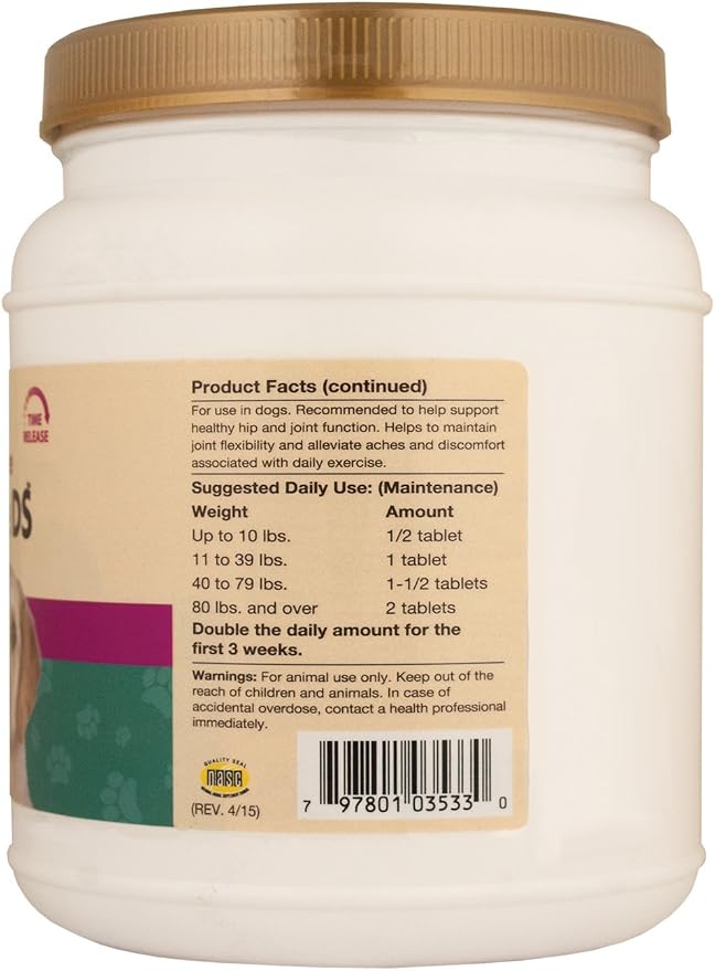 NaturVet 240 Count Glucosamine- DS with Glucosamine and Chondroitin Tablets for Dogs (360 Count)