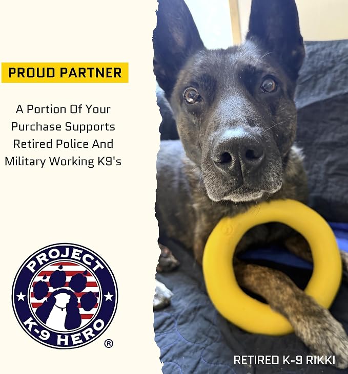 Giant XL Virtually Indestructible Dog Ring - Lifetime Replacement - Tough, Durable Chew Toy for Aggressive Chewers - Safe Non-Toxic Natural Rubber - Chew, Tug, Fetch - Large - 9"x2", 2.25lbs