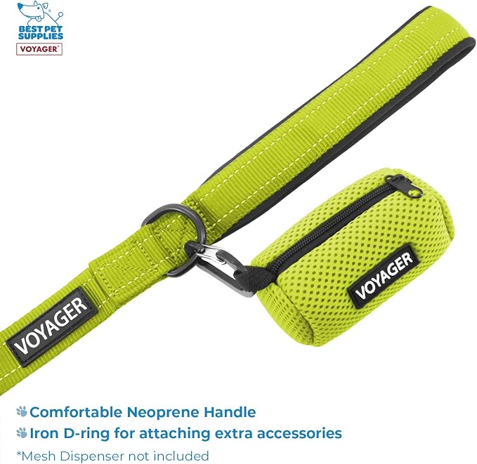 Best Pet Supplies Voyager Step-in Lock Pet Harness w Reflective Pet Leash Combo Set with Neoprene Handle 5ft - Supports Small, Medium and Large Breed Puppies/Cats - Lime Green Set, XXS