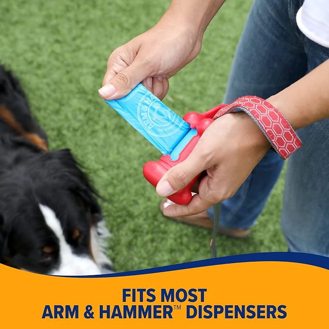 Arm & Hammer Durable Disposable Dog And Cat Waste Bags With Activated Baking Soda, 180 Dog Poop Bags, 9 x 14 Inches, Blue (Pack of 2)