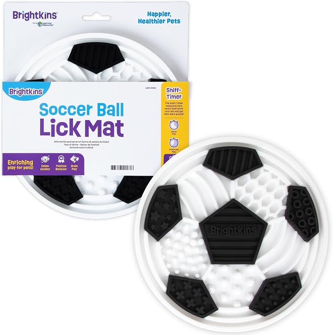 Brightkins Soccer Ball Lick Mat - Mental Stimulation for Dogs, Feeding Treat Mats for Dogs and Cats, Enrichment Dog Food Mat, Puppy Training Tools, Cat Feeder Toy, Dog Toys Boredom, Slow Pet Feeder