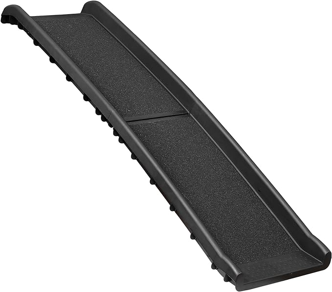 62 Inches Folding Dog Ramp for Cars Trucks SUVs Portable Pet Ramps for Large Dogs Non-Slip Stairs Step Ladder with Raised Siderails, Black