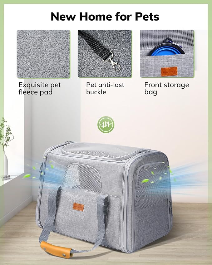 Morpilot Pet Travel Carrier Bag, Light Gray
