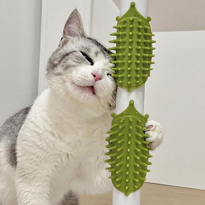 4pcs Groomer Massage Brushes Furniture Mountable Grooming Tool for Itch Relief Adjustable Silicone Cats Groomer