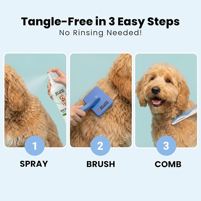 Dog Detangler Spray, Leave-in Conditioner Spray for Dogs, Lavender, 16 OZ | Best Detangling & Dematting Spray for Dogs, Tangled & Matted Hair Remover for Goldendoodles, Doodles & Poodles, Made in USA
