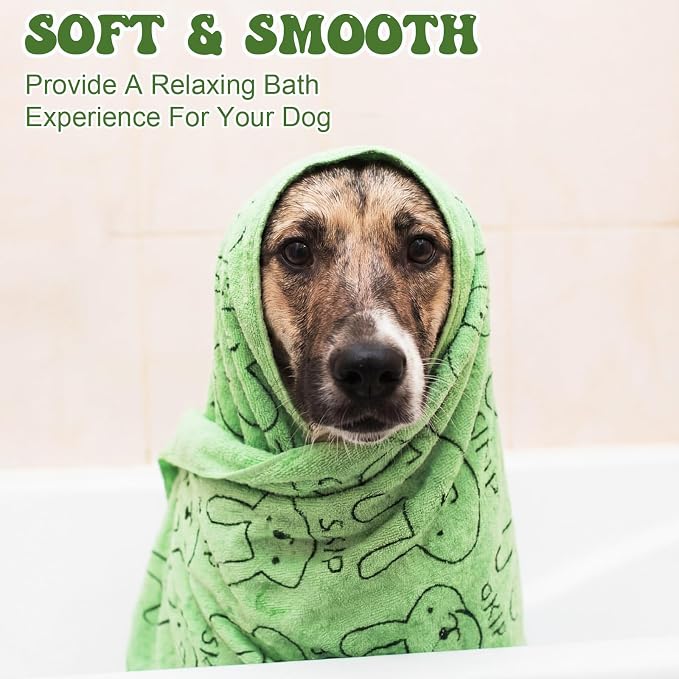 Peryiter 8 Pcs Dog Drying Towels Bulk 55'' x 28'' Pet Grooming Absorbent Microfiber Dog Bath Towels Quick Drying Puppy Bathing Towel for Small Medium Large Cats Pets Bathing Grooming (Green)