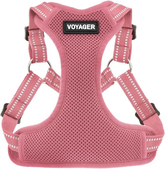 Voyager Step-in Flex Adjustable Dog Harness - Pink, X-Small | 13 - 16" in Chest, Fully Adjustable, Reflective Bands, All Weather Breathable Air Mesh, Lightweight, Fast Drying