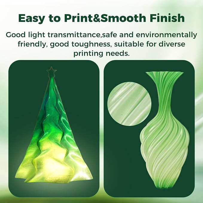 Sovol 3D Printer PETG Filament 1.75mm, Gradient Multicolors Filaments Material, 1kg (2.2lbs), Dimensional Accuracy +/- 0.03 mm, Fit Most FDM Printer, Green