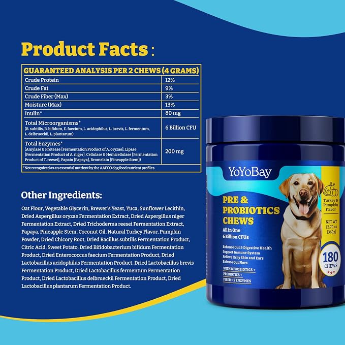 Probiotics for Dogs, Dog Gut, Immune & Skin Health Support Supplement