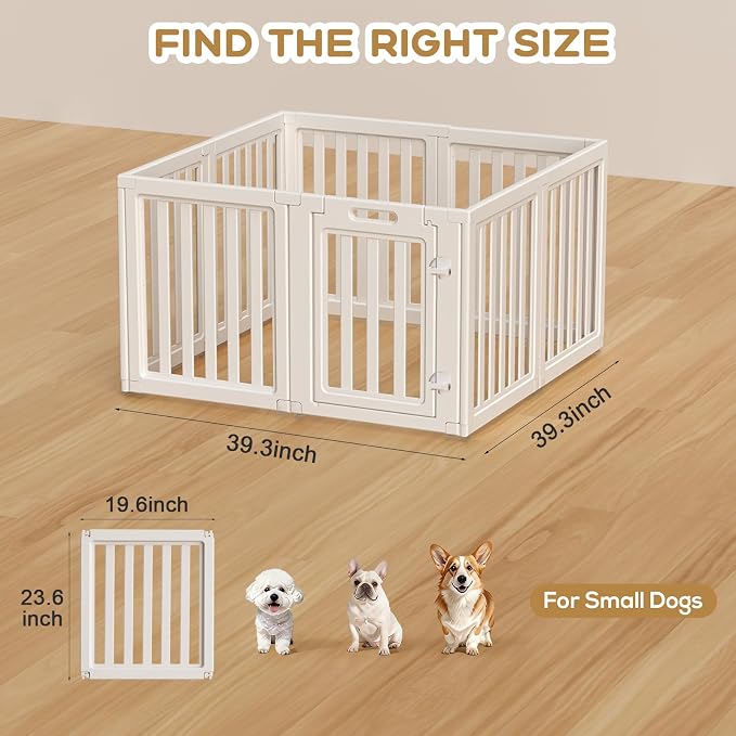 Dog Playpen, Clear Dog Pen, Dog Pen Indoor, Easy to Install and Remove Dog Play Pen, Puppy Playpen Suitable for Dogs, Cats,Dog Playpen Indoor (White, 23.6 inch Height, 8 Panels)