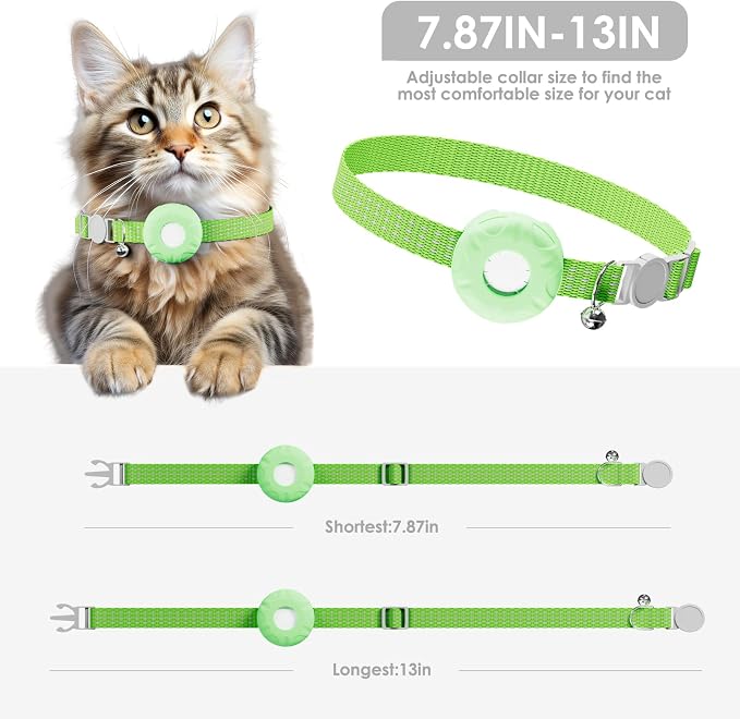 GPS Tracker for Cats-No Monthly Fee Cat Tracker,Compatible with Apple Find My App (Only iOS), Waterproof Pet Tracker,Real-Time Cat Trackers Collar for Pets,Kids,Luggage | 367-Day Battery Life|(Green)