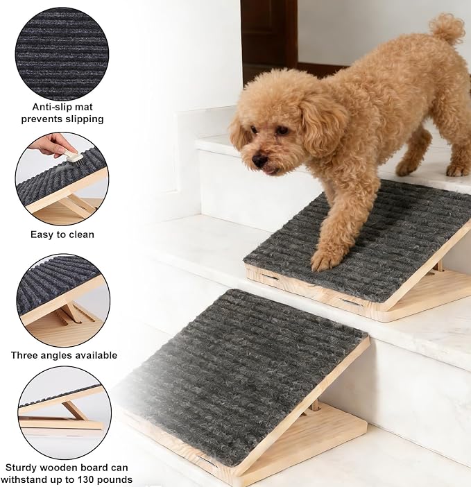 2pcs Adjustable Dog Ramp for Couch & Stairs, Portable Foldable Pet Steps Stairs Assist with Anti-Slip Mats, Pet Accessories Supplies Must Haves for Small Dogs & Cats Elderly Injured or Senior Pets