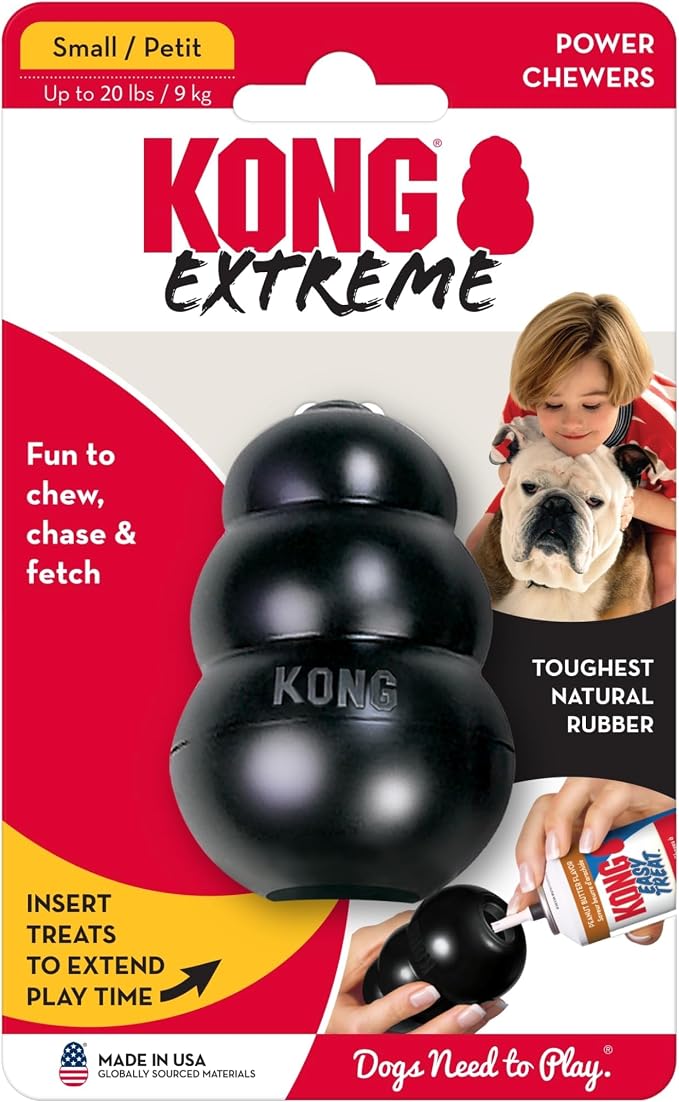 KONG Extreme Dog Toy, Natural Rubber Chew, for Small Dogs (Pack of 2) | Treat-Filling Chew & Fetch Toy with Erratic Bounce, Made from KONG's Most Durable Natural Rubber for Power Chewers