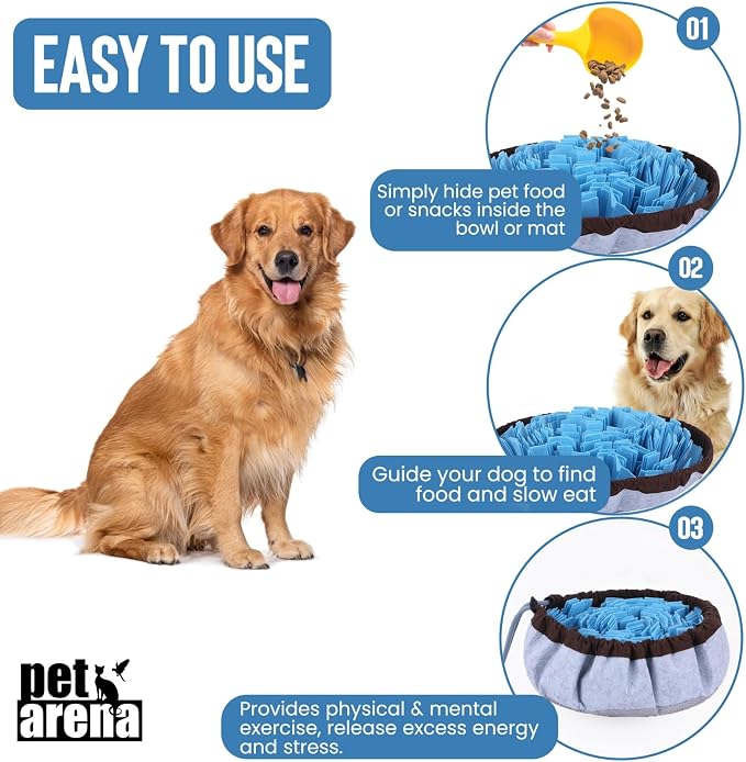 PET ARENA Adjustable Snuffle Mat for Dogs Puzzle Feeder Toy | Promotes healthy eating habits, reduces boredom, brain exercise, and provides engaging activity for pets indoors or outdoors