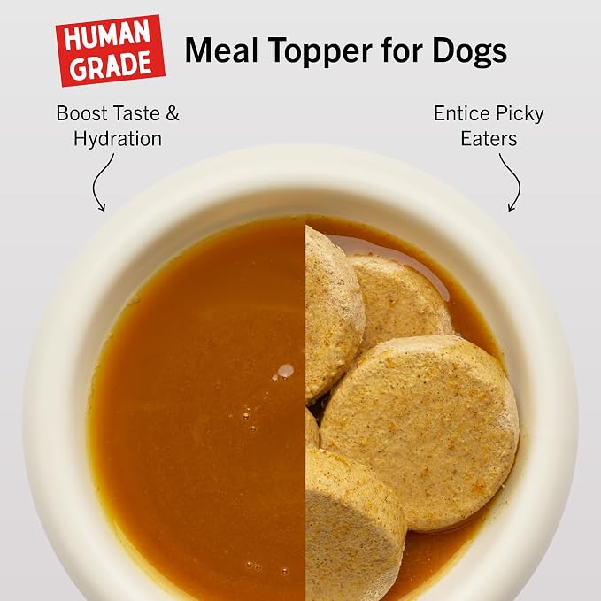 Stella & Chewy's Human-Grade Grass-Fed Beef Bone Broth for Dogs - Joint & Gut Health Liquid Food Topper with Collagen & Turmeric, 16 Fl Oz Resealable Pouch (Pack of 6)