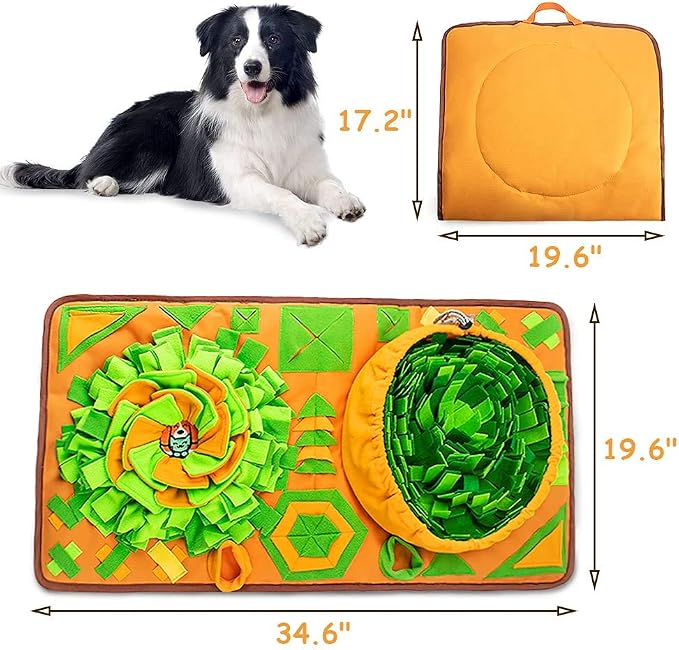 AWOOF Large Dog Snuffle Mat, Interactive Feeding Mat, 34.6 in x 19.6 in, Squeaker and Crinkle Paper, Non-Slip, Easy to Clean | 34in x 19in, Squeaker and Crinkle Paper, Non-Slip, Washable,Sparks natural foraging,Eases anxiety for Small/Medium/Large Pets