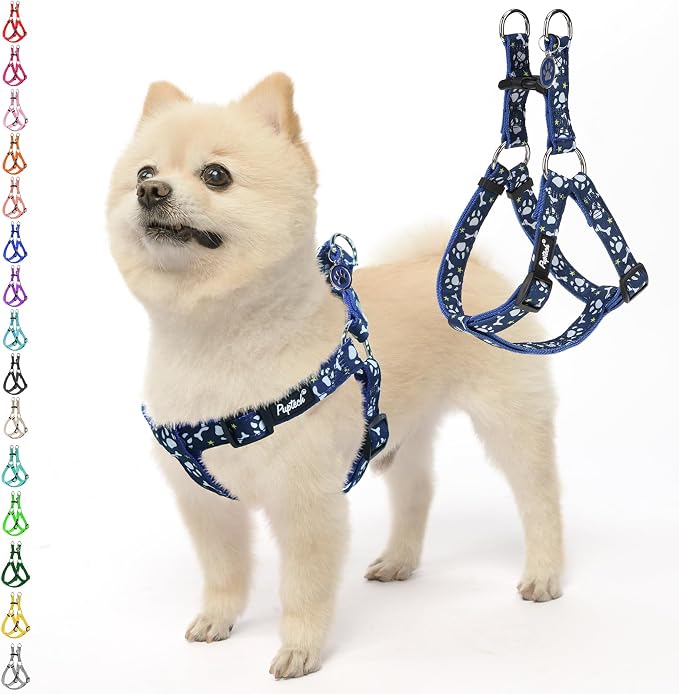PUPTECK No Pull Dog Harness Medium Sized Step-in Adjustable Puppy Vest | Soft Webbing Basic Halter with ID Tag for Outdoor Walking