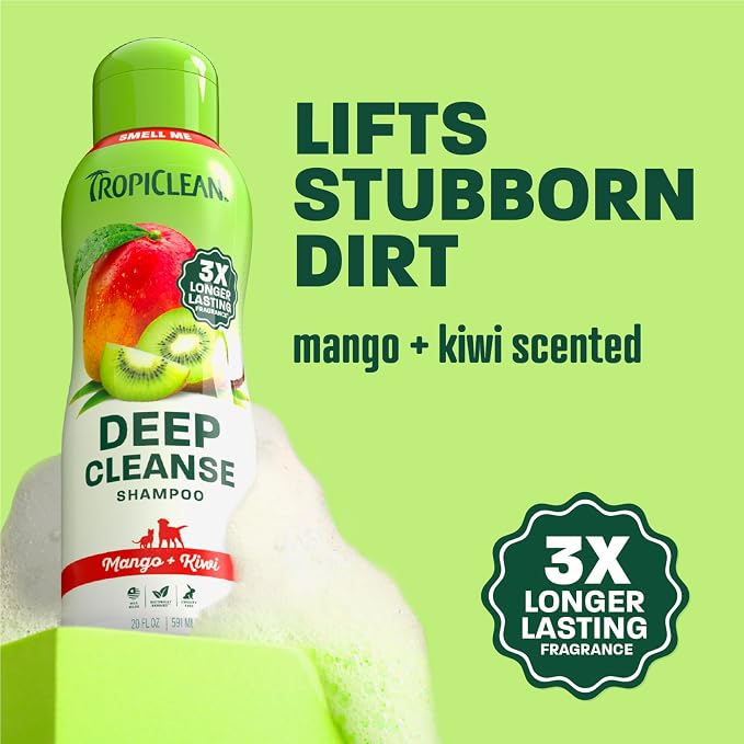 TropiClean Mango & Kiwi Dog Shampoo, 3X Longer Lasting Scent, 20oz | dog shampoo