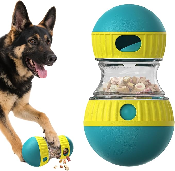 Interactive Food Puzzles Ball for Dogs, Adjustable Treat Dispensing Dog Puzzles Feeder Slow Feeding to Keep Them Busy,Stimulating Dog Toys Suitable Mediu and Larger Dogs（XL Blue）