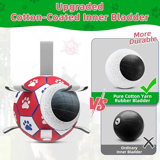 Diman Herding Ball for Dogs Large, 9 Inch Dog Soccer Ball with Straps | Dog Balls for 30-90 lbs Dogs,Dog Toys Soccer Ball for Indoo Outdoor Play, Dog Water Toys,Dog Birthday Gifts for Extra Large