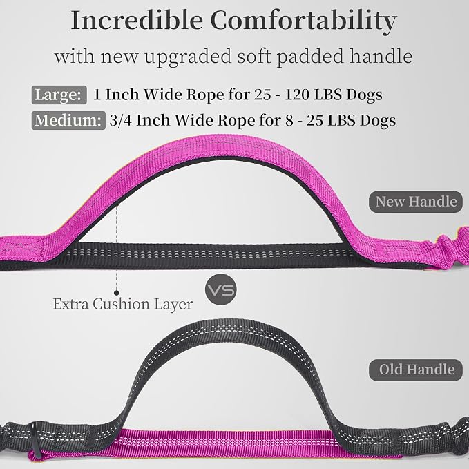 iYoShop Hands Free Dog Leash with Zipper Pouch, Large, 25-120LB, Very Berry | Waist Leash, Dual Padded Handles, Shock-Absorbing Bungee, Adjustable Waist Belt, Walking and Running