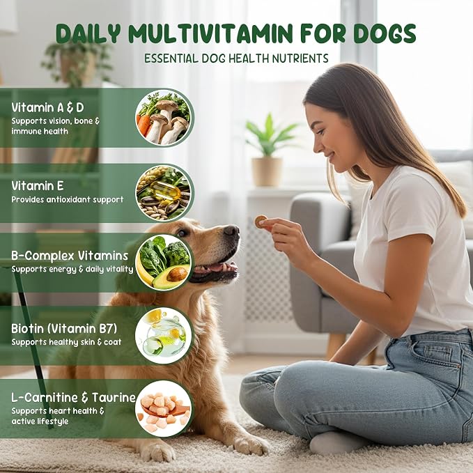 22-in-1 Grain-Free Dog Multivitamin Supplement – 90 Soft Chews for Hip & Joint Health, Immune Support, Healthy Coat & Overall Wellness – Vitamins A, B12, C, D, E, Minerals, and Antioxidants