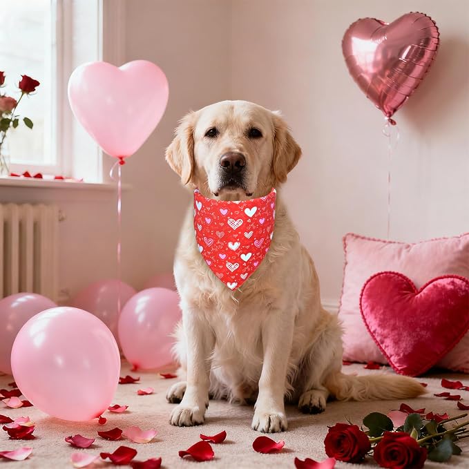 Valentine’s Day Dog Bandana for Large to X-Large Dogs, Large, Black
