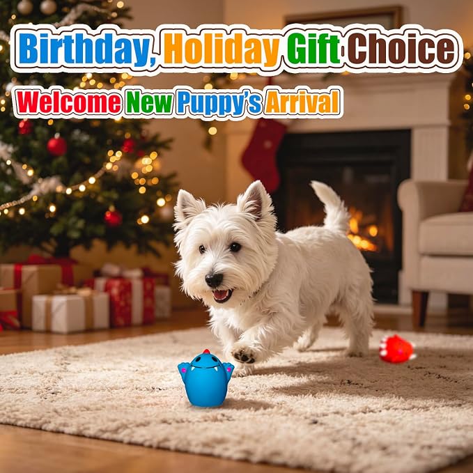 HOLYSTEED Squeaky Dog Toys, Small Dogs Mini Breed, 1.9in Latex Ball Oval, 4-Pack