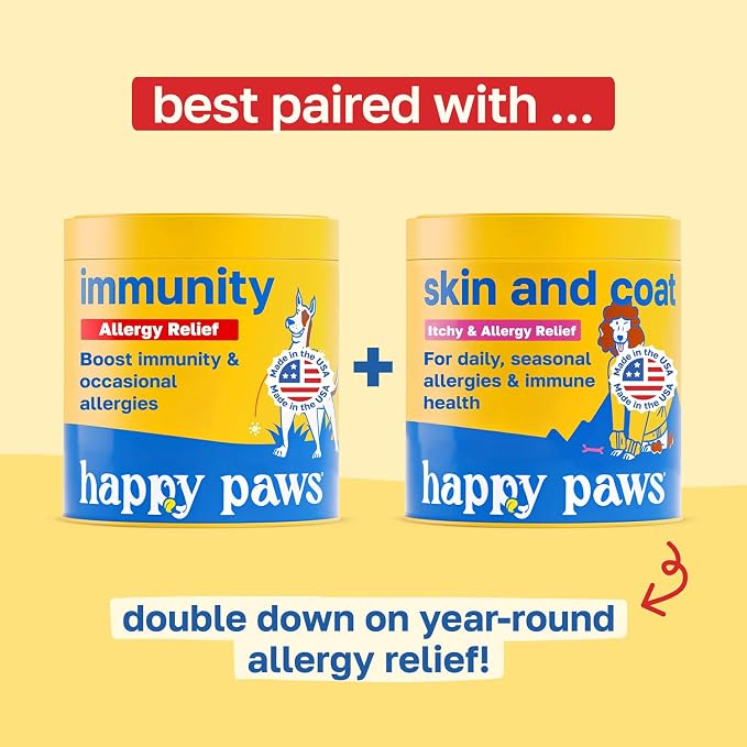 Happy Paws Dog Allergy Chews Supplement 100 Soft Chews Immunity