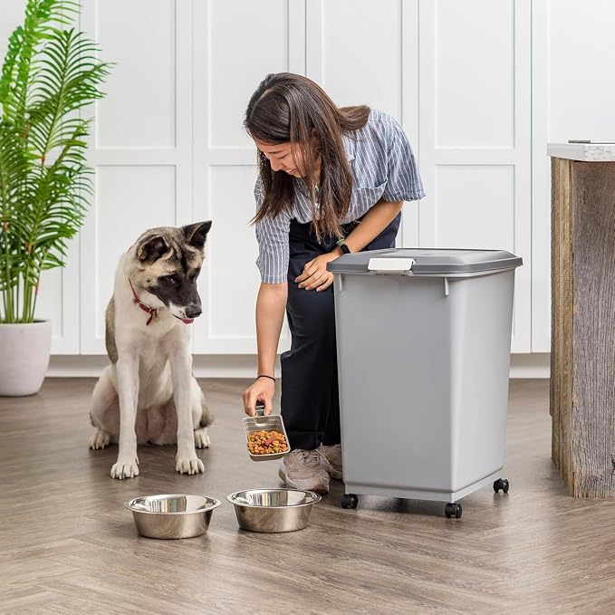 IRIS USA Dog Food Storage Container, Up to 54 lbs, Gray/Dark Gray