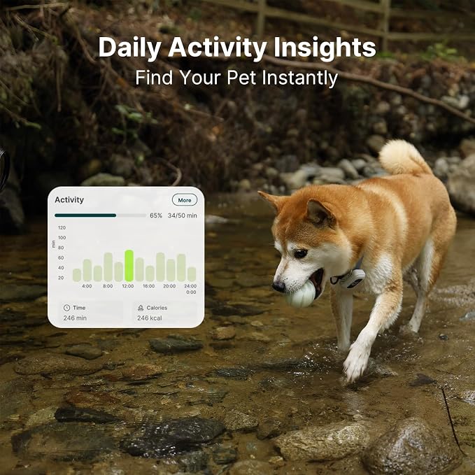 ABBIDOT GPS Dog Tracker - Activity Monitor, 3-Mode LED Light, Location History, Real Time Tracking, Precision Live Pet Tracker, Waterproof, Rechargeable, APP Support, GPS Tracker for Dogs