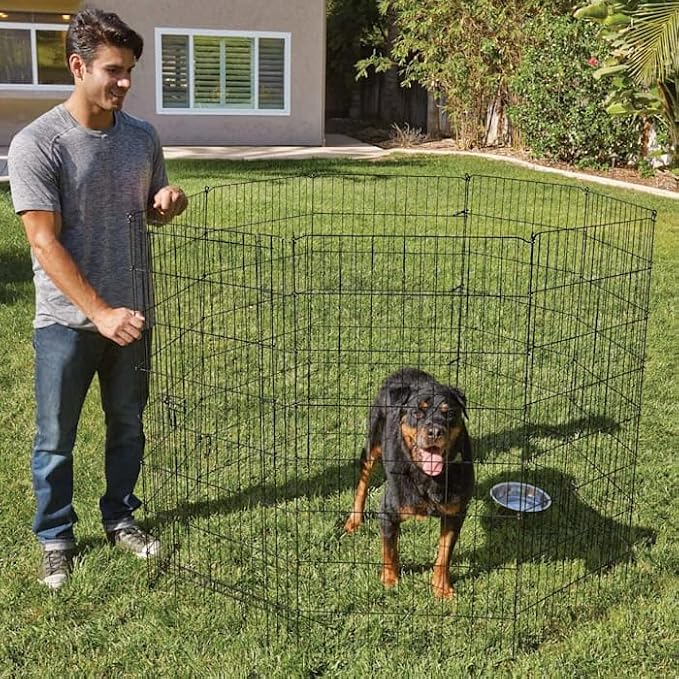 EveryYay by Petco Foldable Indoor/Outdoor Pet Exercise Pen Black: Without Feet 48" H