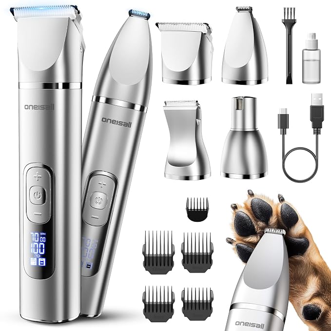oneisall 4-in-1 Dog Grooming Kit with LCD Display