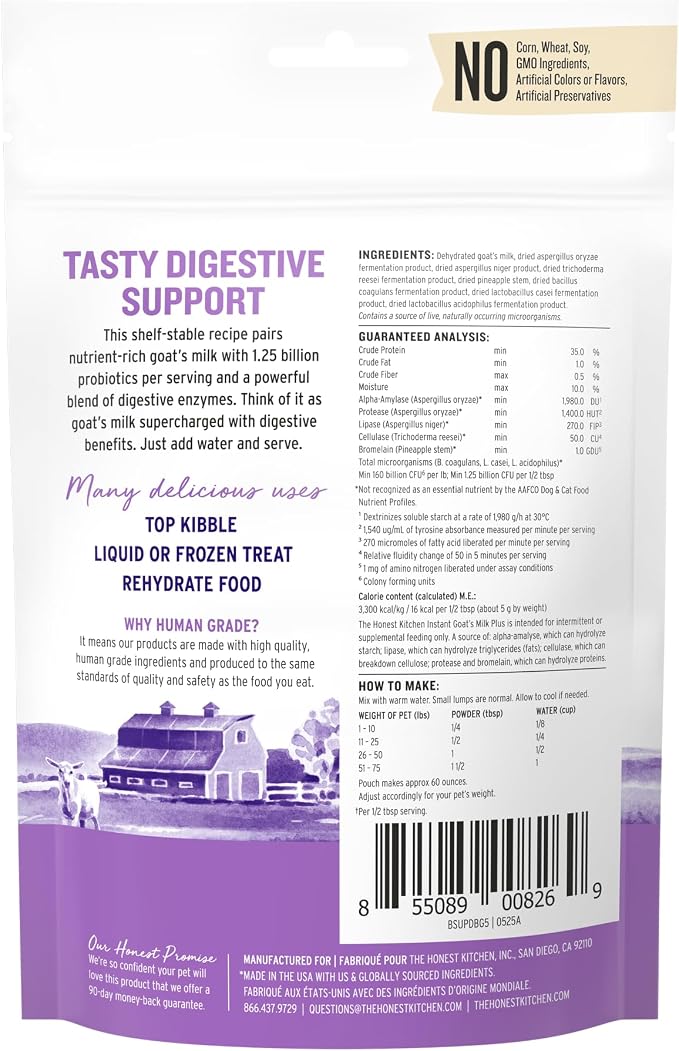 Honest Kitchen Instant Goat's Milk with Probiotics - 5.2 oz