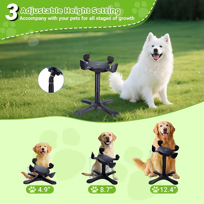 Dog Bowls Elevated Adjustable Stand, Raised Bowl with 3 Heights & Tilted Feeding Stand, Compatible with Various Bowls, for Medium & Large Breeds (1 Pack) Black