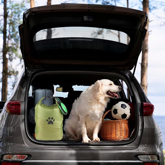 Pet Food Storage Bags, 2 Pack, with 2 Collapsible Dog Travel Bowls